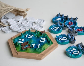 3D Printed Plastic Fish Tokens Lake Tiles for The Fisherman of CATAN