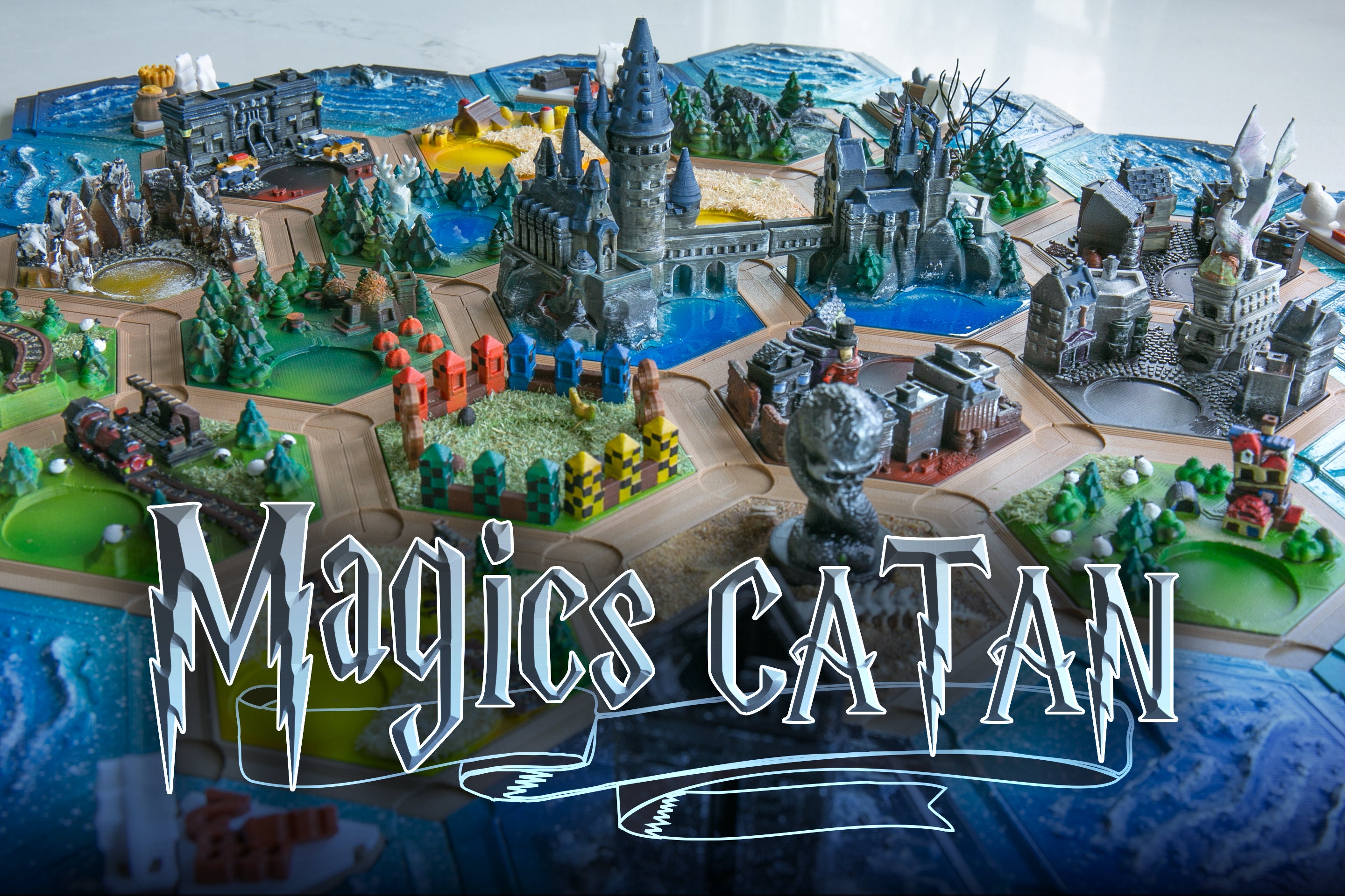 Tablero Catan personalizado impreso en 3D inspirado en la magia