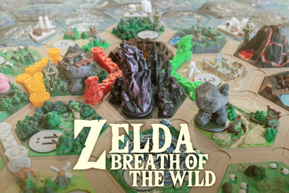 3D Printed Custom Catan Tiles Zelda Breath of the Wild Themed 