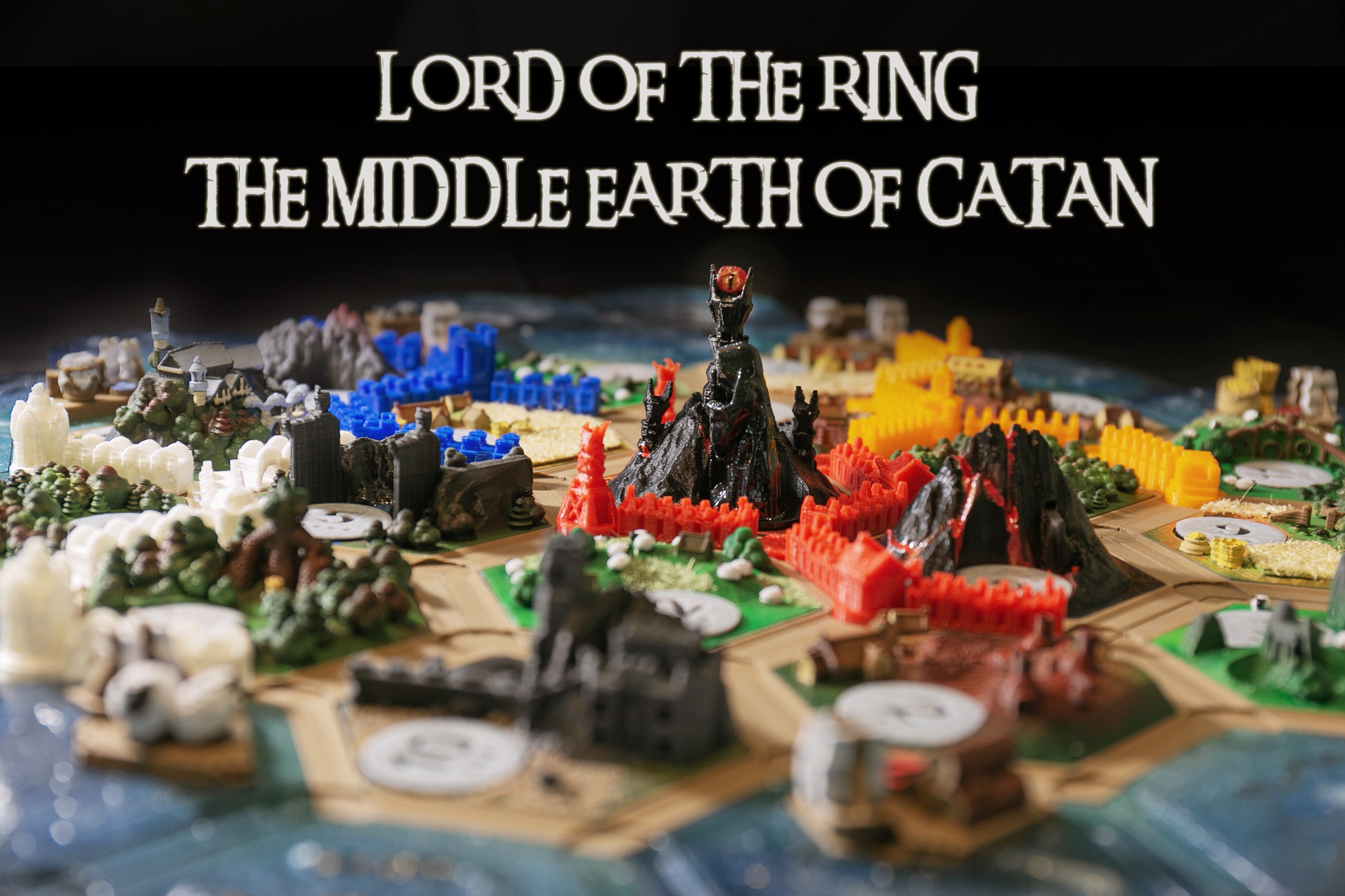 3d printed custom catan tiles the lord of the rings themed etsy uk