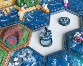 3D Printed Upgraded Tokens for Catan Seafarers Undiscovered Landscape : the fog islands