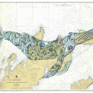 Humpback Whale Nautical Chart Art image 1