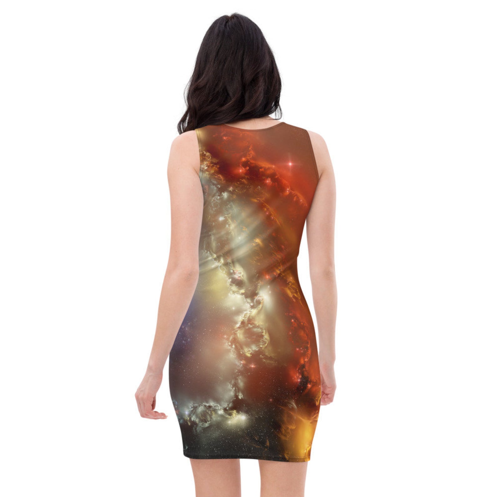 Red Nebula Galaxy Space Hoodie Dress