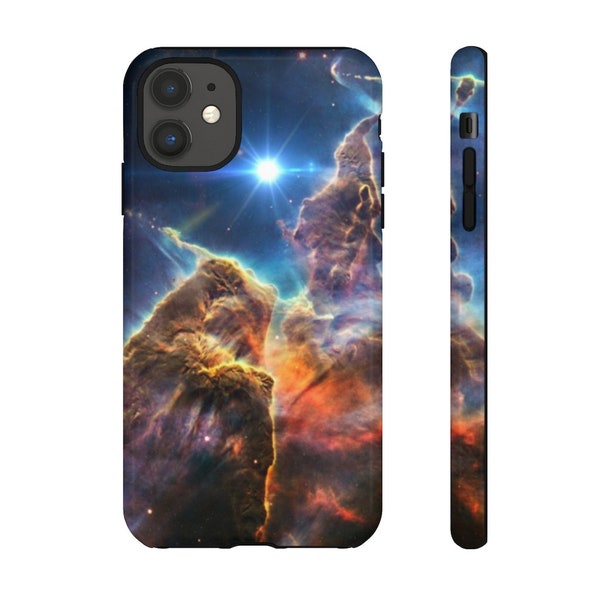 Stylish Pillars of Creation Tough iPhone Case, Fun Space Themed Impact Resistant iPhone Case by Productive Slacker