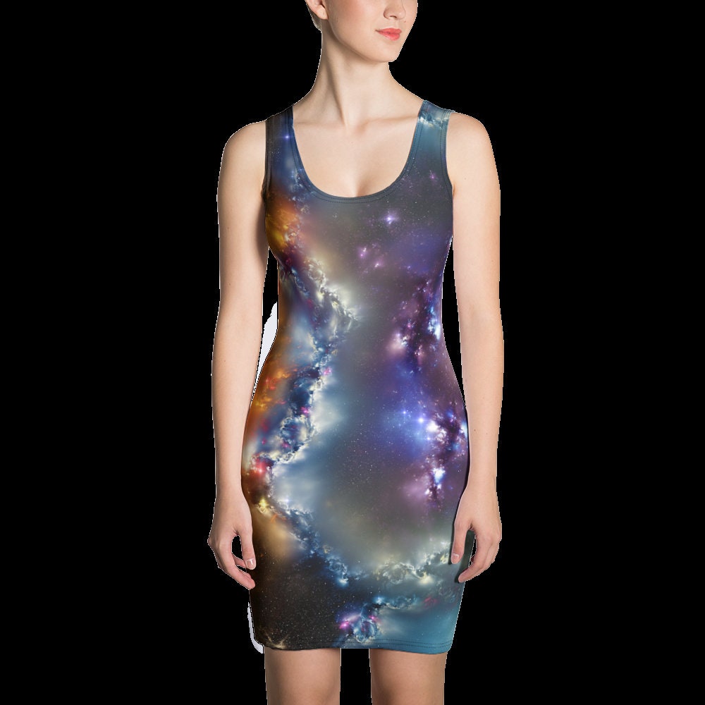 Rainbow Nebula Dress Space Dress Unique Summer Dress Fitted - Etsy