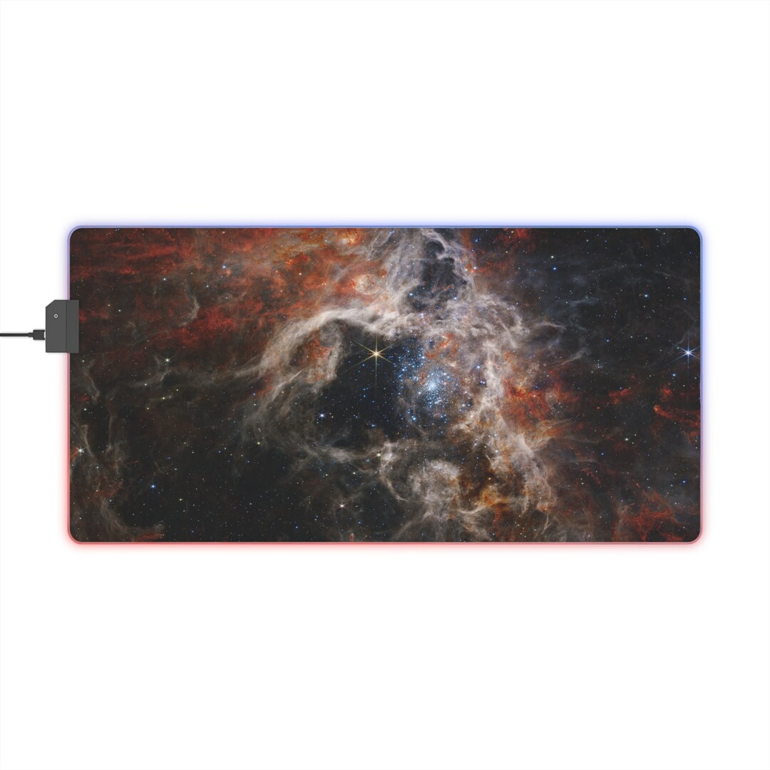 James b Telescope Tarantula Nebula LED Gaming Mouse Pad, JWST Carina