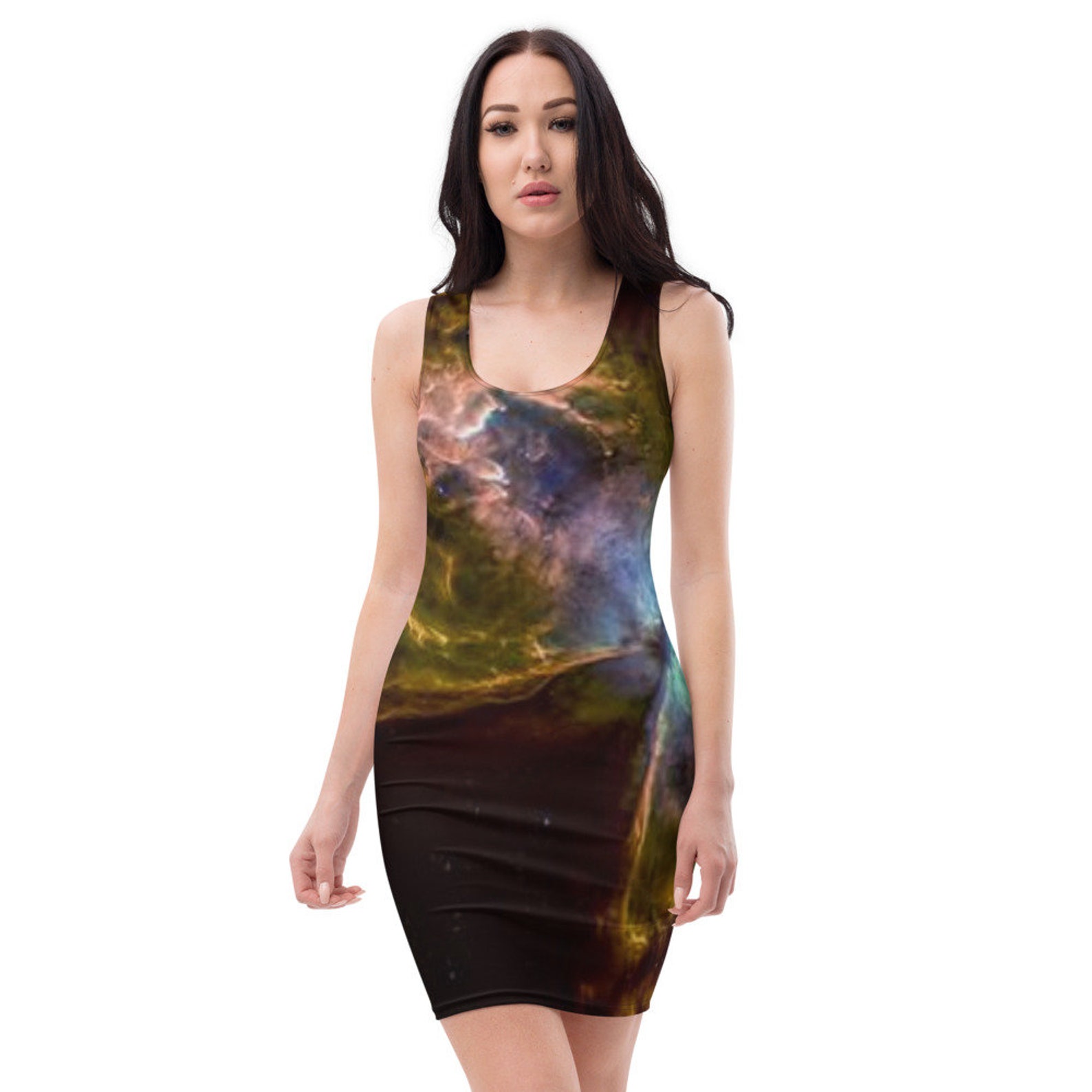 Nebula Galaxy Fitted Dress Casual Space Themed Dress Unique - Etsy