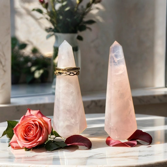 Rose quartz ring holder deals