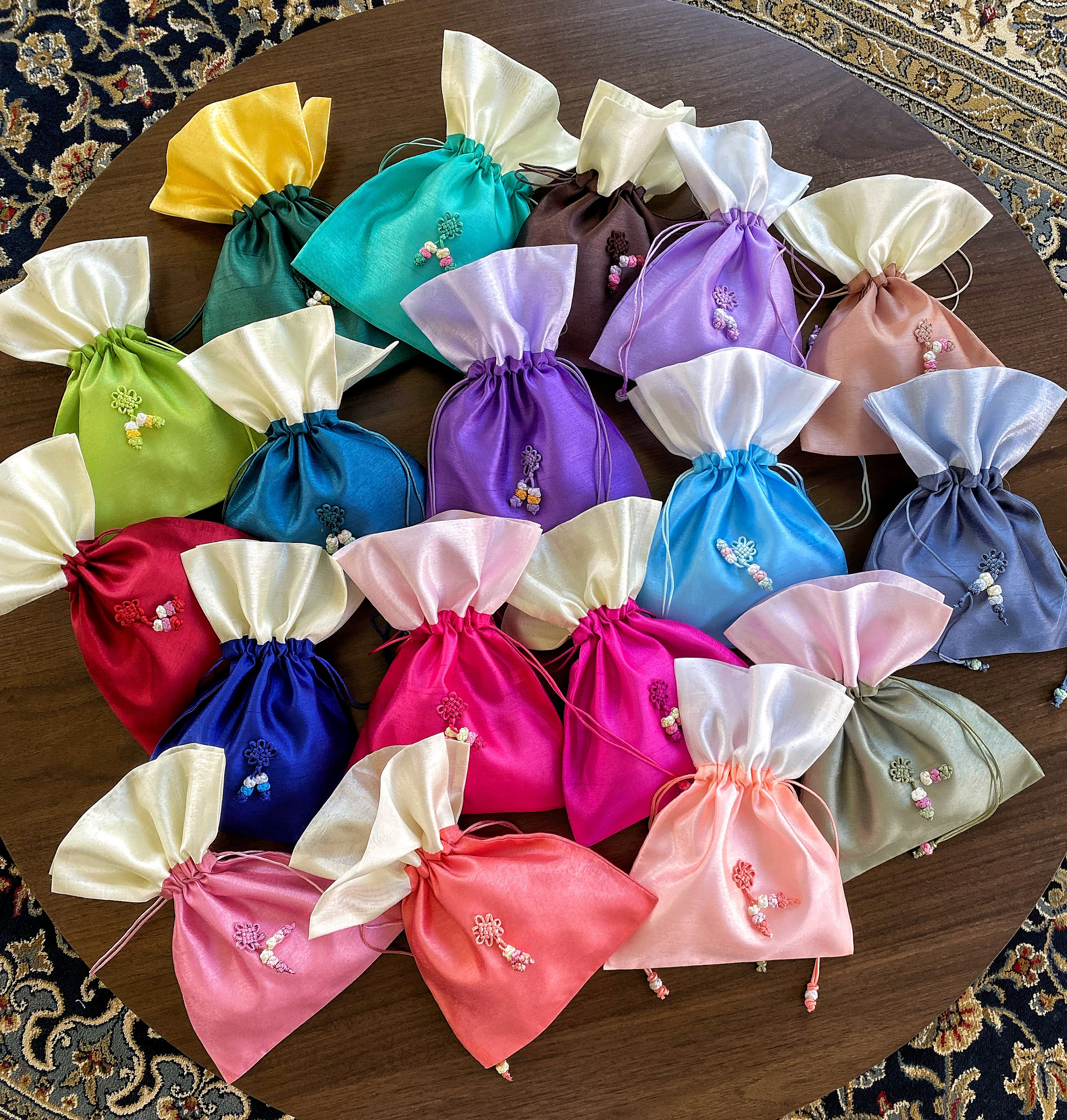Korean Silk Lucky Pouch: Traditional Knot Gift Bag - Etsy