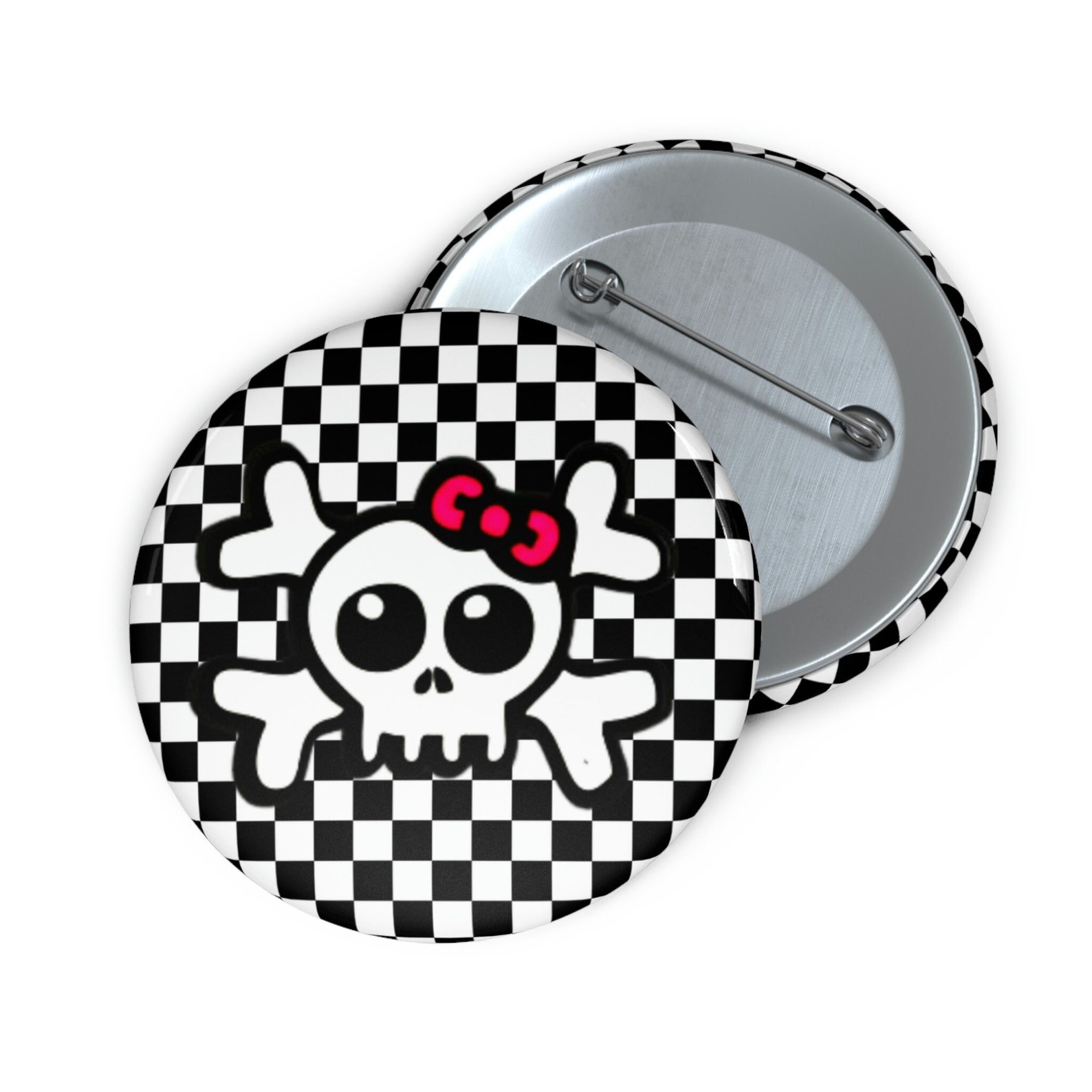 Emo Button Example Emo Cute Girly Skull Button - Emo Cute Girly Skull Pin - Scene Kid ...