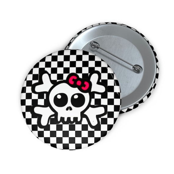 Emo Cute Girly Skull Button - Emo Cute Girly Skull Pin - Scene Kid - Punk  Music - Pop Punk - Emo Button - Emo Pin