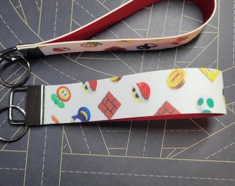 Super Mario Faux Leather Wristlet Keychain - Mario Kart Key Fob