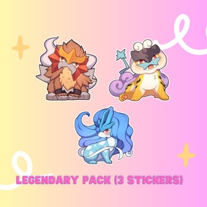 Raikou, Entei, Suicune - 3 Legendary Dogs Vinyl Sticker Set — Logan Arch