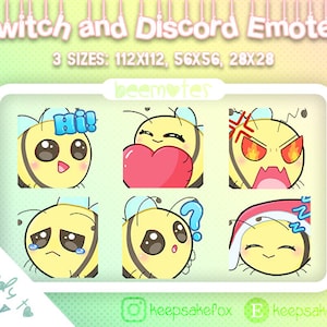 Twitch and Discord Emotes // schattige chibi-emotes voor streamers // pak van 6 (bijen)
