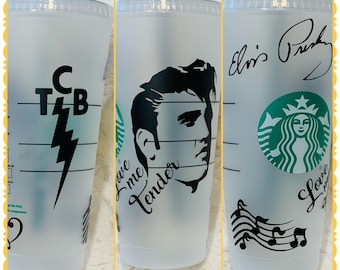 Elvis Presley Inspired Starbucks Cup | Love Me Tender | Rock N Roll | TCB | Custom Starbucks Tumbler | Retro