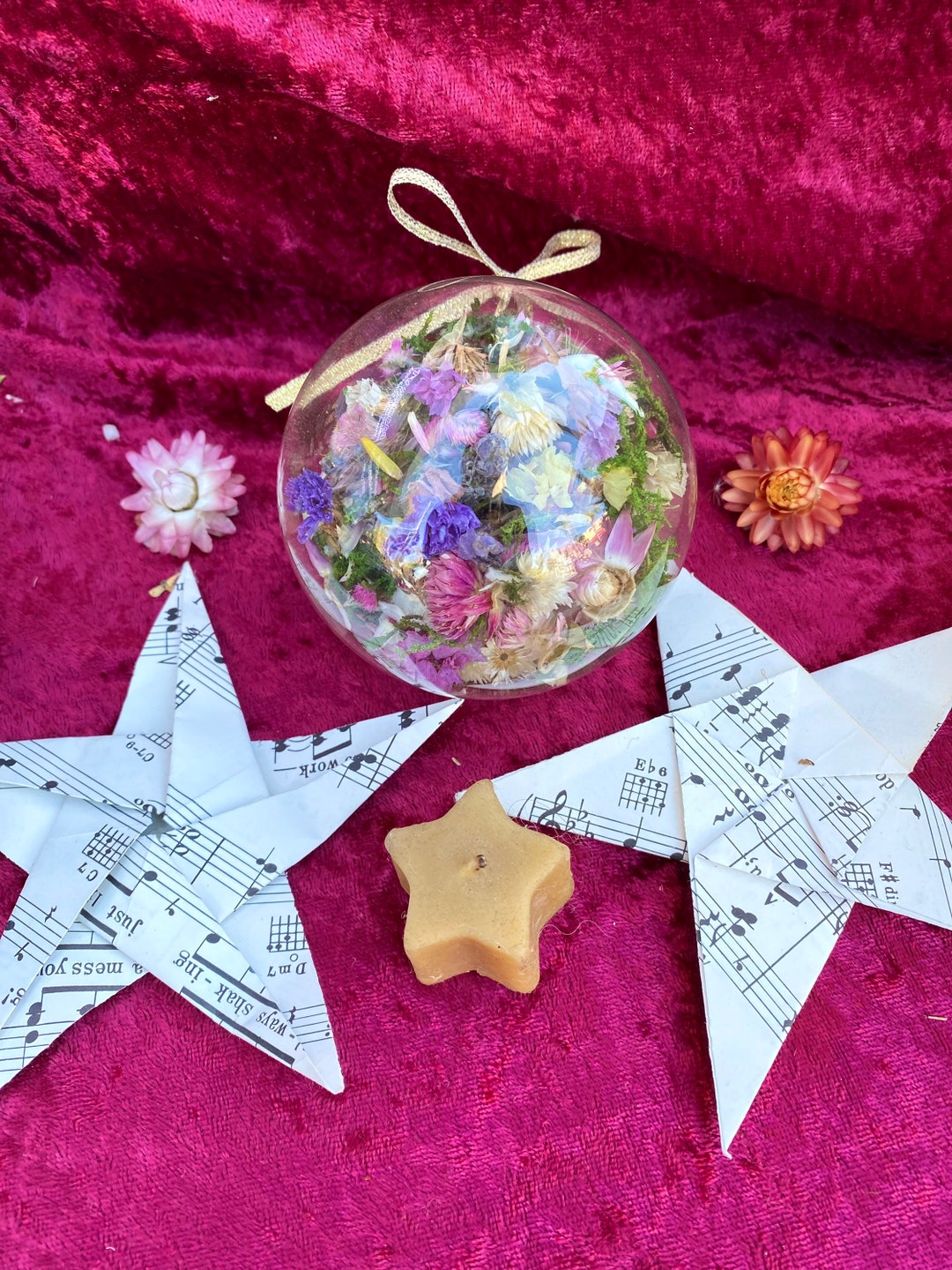 Dried Flower Glass Ornaments Etsy