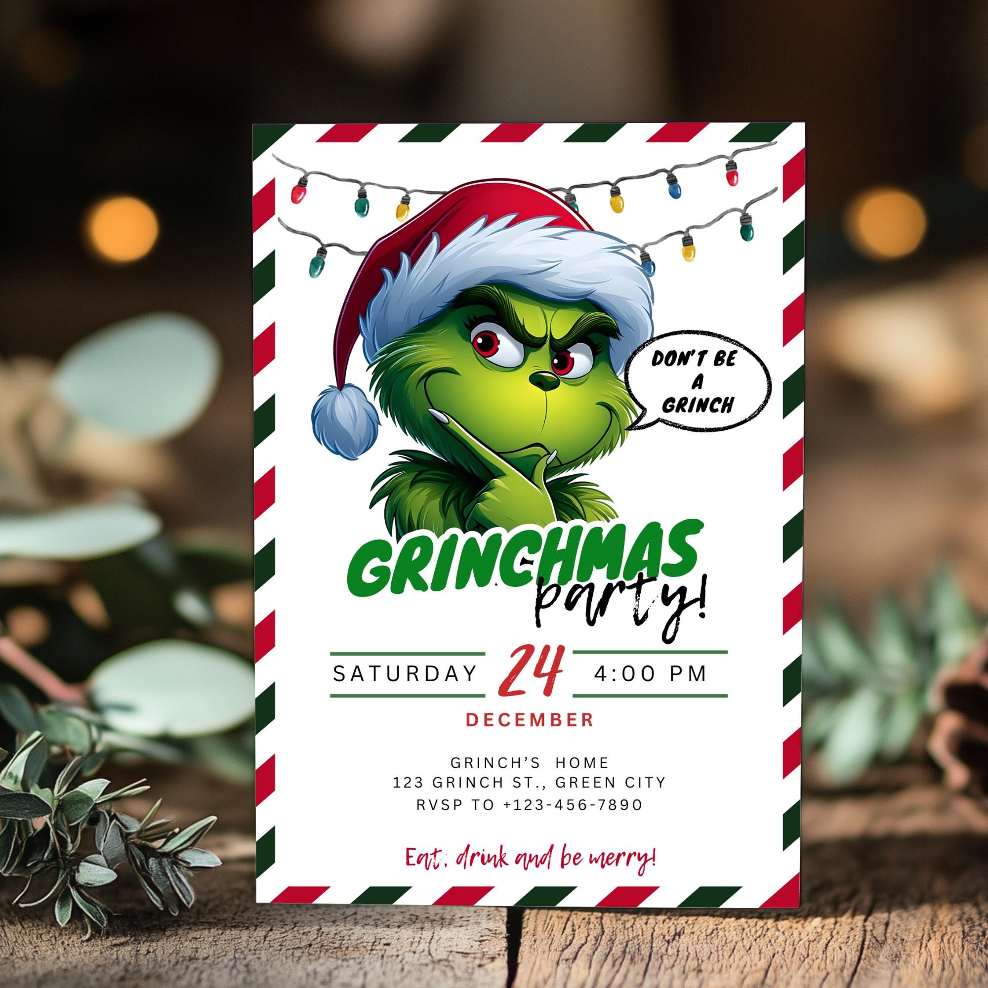 Editable Grinch Party Invitation | Merry Grinchmas Invitation | Grinch ...