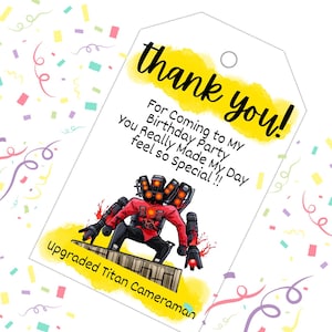 印刷可能なSkibidi サンキュータグ 27種類のキャラクター TQタグ 男の子の誕生日プレゼントバッグ用