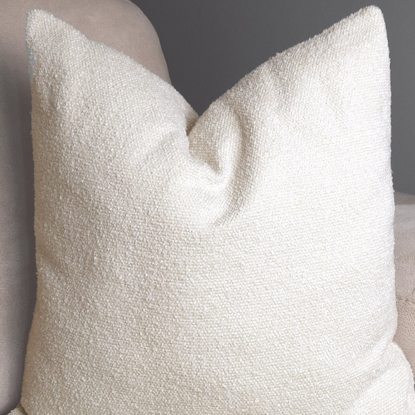 Ivory Boucle Pillow Cover, Ecru Textured Throw Pillow Cover, Decorative Pillow Case, Any Size and 5 Color Option