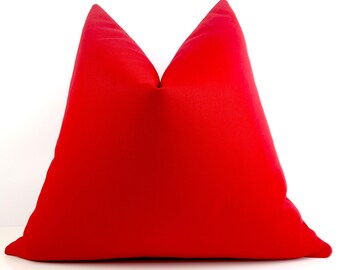 Red Pillow Cover | Colorful Summer Cushion Case | Solid Cotton Throw Euro Sham | Any Size Decorative Pillows