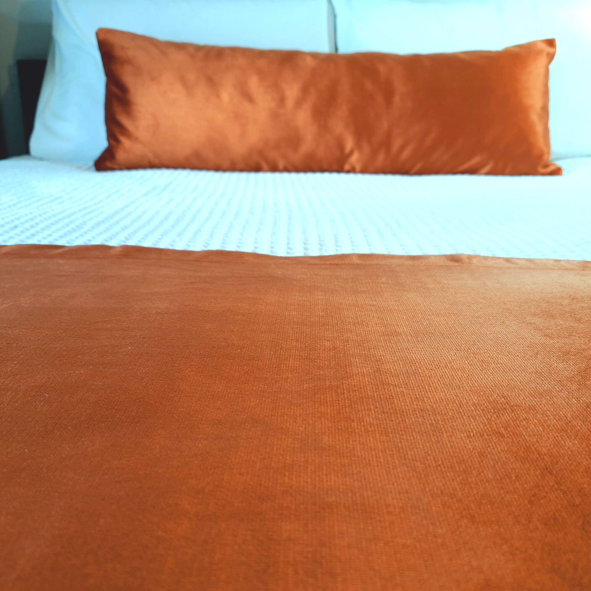 Burnt Orange King Size Bed Runner Long Lumbar Pillow Cover Etsy