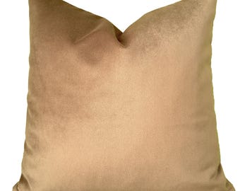 Velvet Pillow Cover Camel, Euro Sham Camel Pillow Cover, Velvet Throw Pillow Cover Any Size