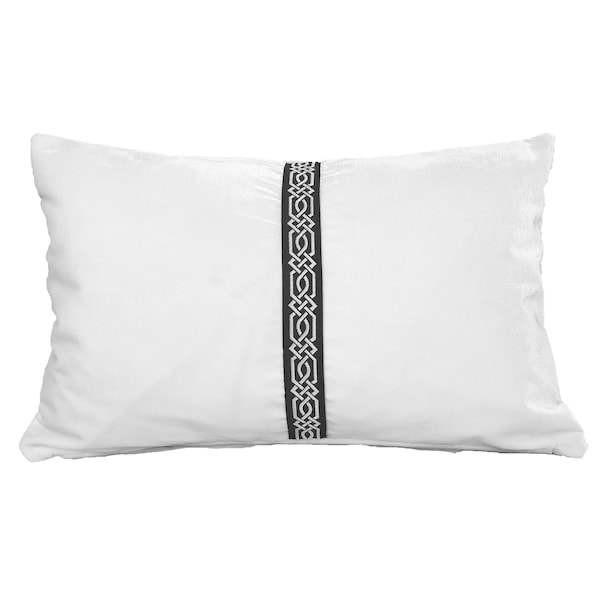 White Black Pillow Cover, Luxury Velvet Lumbar Pillow Case 12"x20"