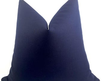 Navy Blue Pillow Cover | Colorful Summer Cushion Case | Solid Cotton Throw Euro Sham | Any Size Decorative Pillows