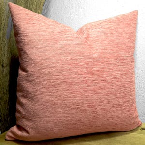 Coral Pink Chenille Pillow Cover, Textured Velvet Euro Sham Custom Sizes, Pink Decorative Pillow Case