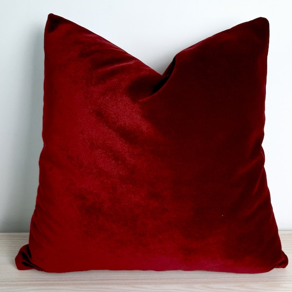 Christmas Red Velvet Pillow Cover Any Size, Burgundy Red Luxury Throw Pillow Case