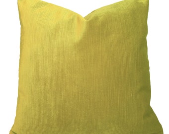 Luxury Chartreuse Yellow Green Velvet Pillow Cover, Citron Decorative Pillow Cover, 18"x18" Throw Pillow Cover
