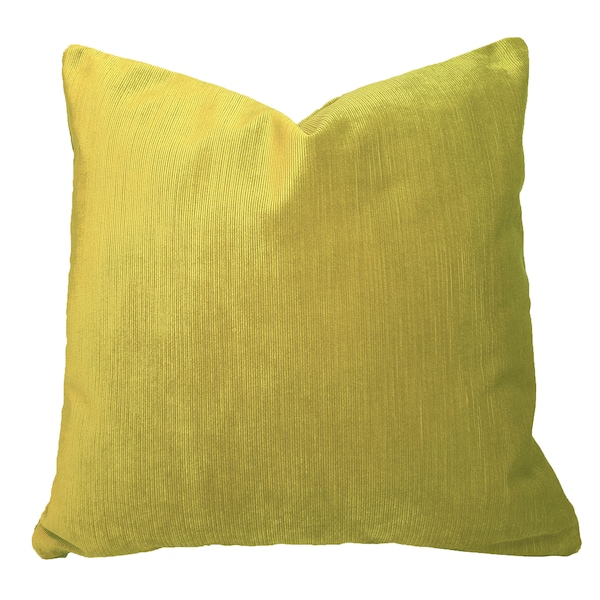 Luxury Chartreuse Yellow Green Velvet Pillow Cover, Citron Decorative Pillow Cover, 18"x18" Throw Pillow Cover