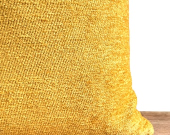 Mustard Yellow Boucle Throw Pillow, Fluffy Pillow Case, Textured Euro Sham, Cozy Pillow Cover, All Sizes High end Pillow
