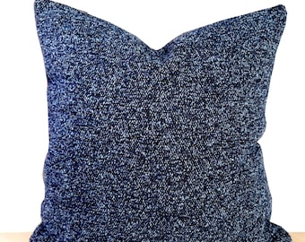 Navy Blue Boucle Pillow Cover, Textured Throw Cushion Case, Decorative Euro Sham, Any Size and 5 Color Option