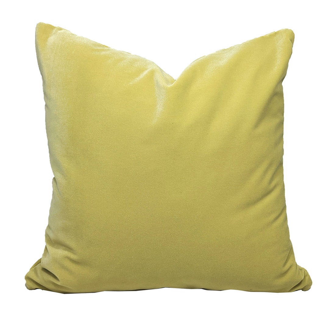 Chartreuse Yellow Velvet Pillow Cover, Citrine Solid Lime Yellow, Rich