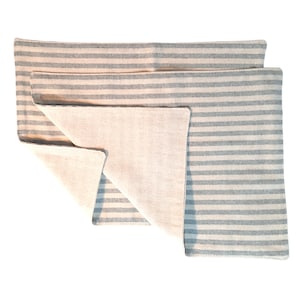 Natural Striped Washed Linen Double Sided Placemat, Farmhouse Placemat Set, Linen Table Textile, Beach Table Decor,