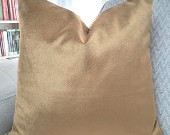 Velvet Throw Pillow Cover, Camel Velvet Pillow Cover, Camel Euro Sham Cover, Camel Boho Cushion Cover, All Sizes