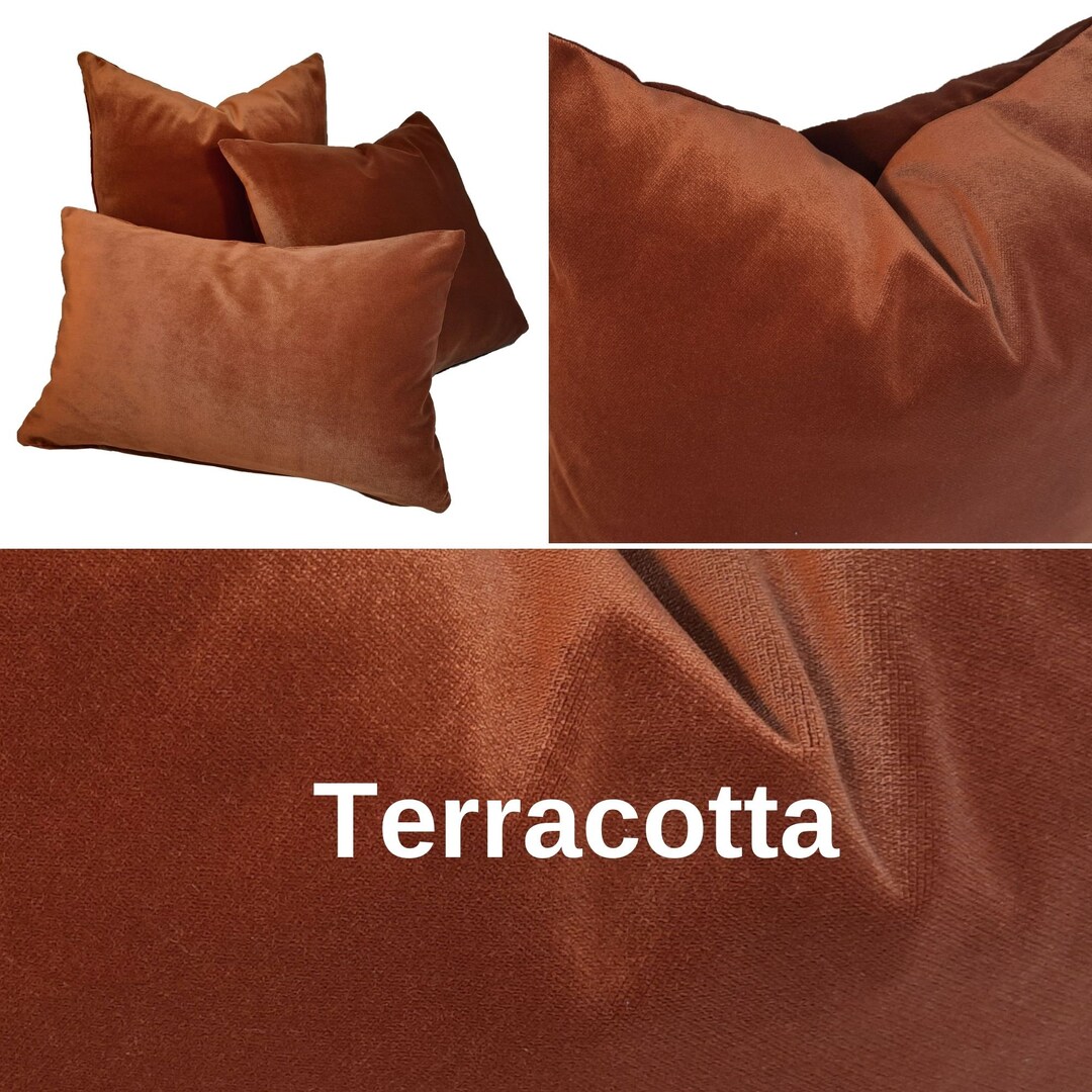 Terracotta Velvet Upholstery Fabric by the Yard 55 140 Etsy