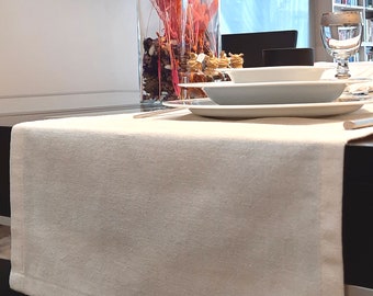 Table Runner Beige Linen , Natural Table Runner, Housewarming Gift Table Linens