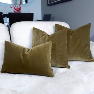 Olive Green Velvet Throw Pillow Covers, Custom Made Pillow Cover Any size, Decorative Pillow Cover, Euro Sham Pillow Cover