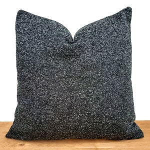 Charcoal Boucle Accent Pillow, Anthracite Throw Pillow Cover, Boho Pillow Case,Textured Cushion Cover