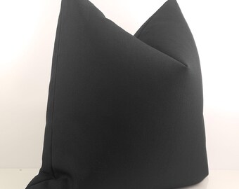 Black Pillow Cover | Solid Summer Cushion Case | Colorful Cotton Throw Euro Sham | Custom Size Designer Pillows