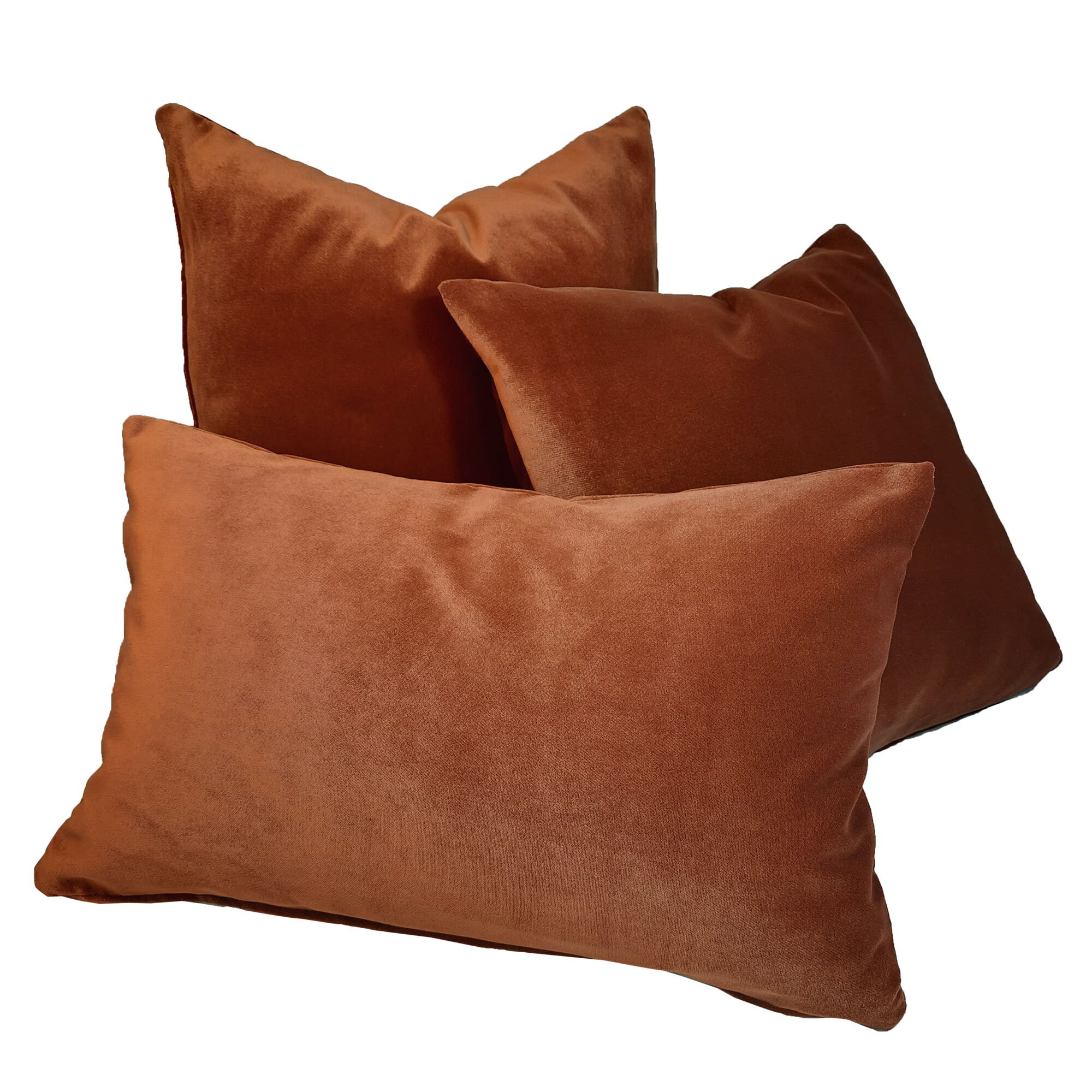 Terracotta Velvet Pillow Cover Any Size, Rust Orange Decorative Throw