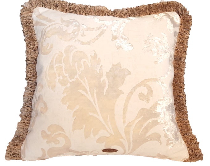 Luxury Velvet Cushion Cover With Fringes Ivory Cream Textured Etsy