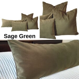 Sage Green  velvet pillow cover, long lumbar pillow 14"x36"
