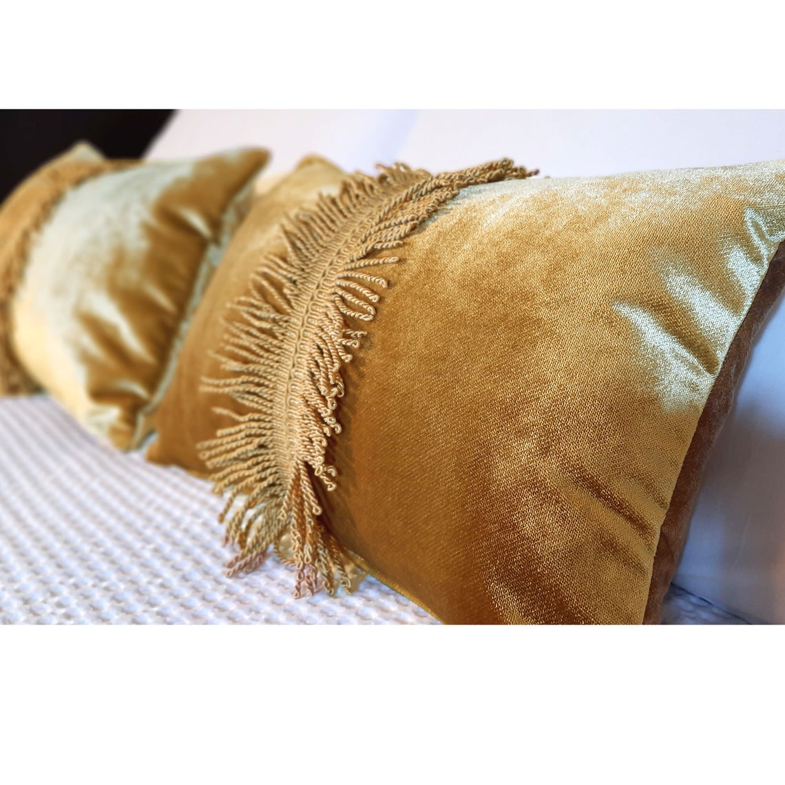 Luxury Gold Velvet Bed Runner Bed Scarf King Size Gold Etsy