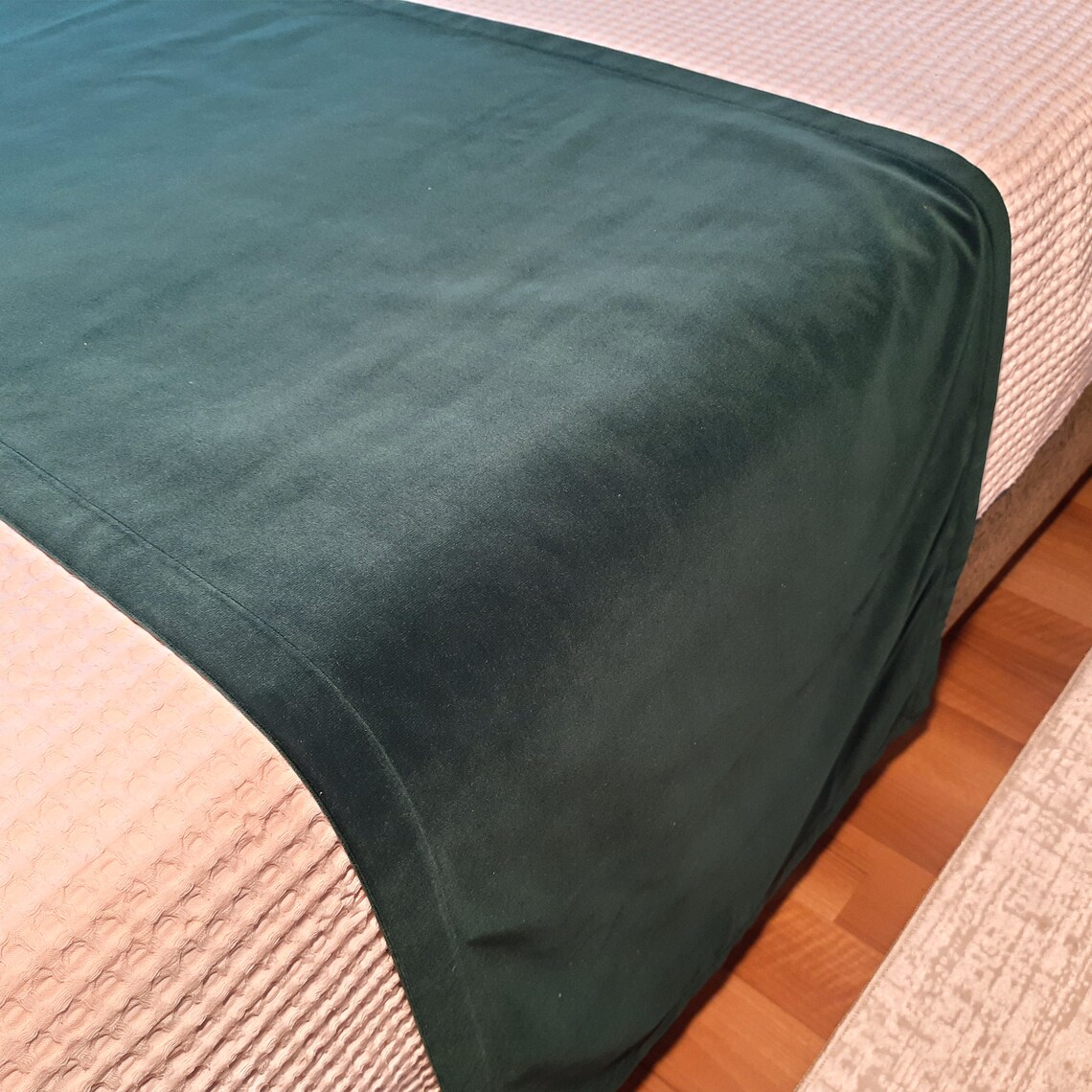 Luxury Teal Green Bed Runner Velvet Bed Scarf Teal Bedroom Etsy