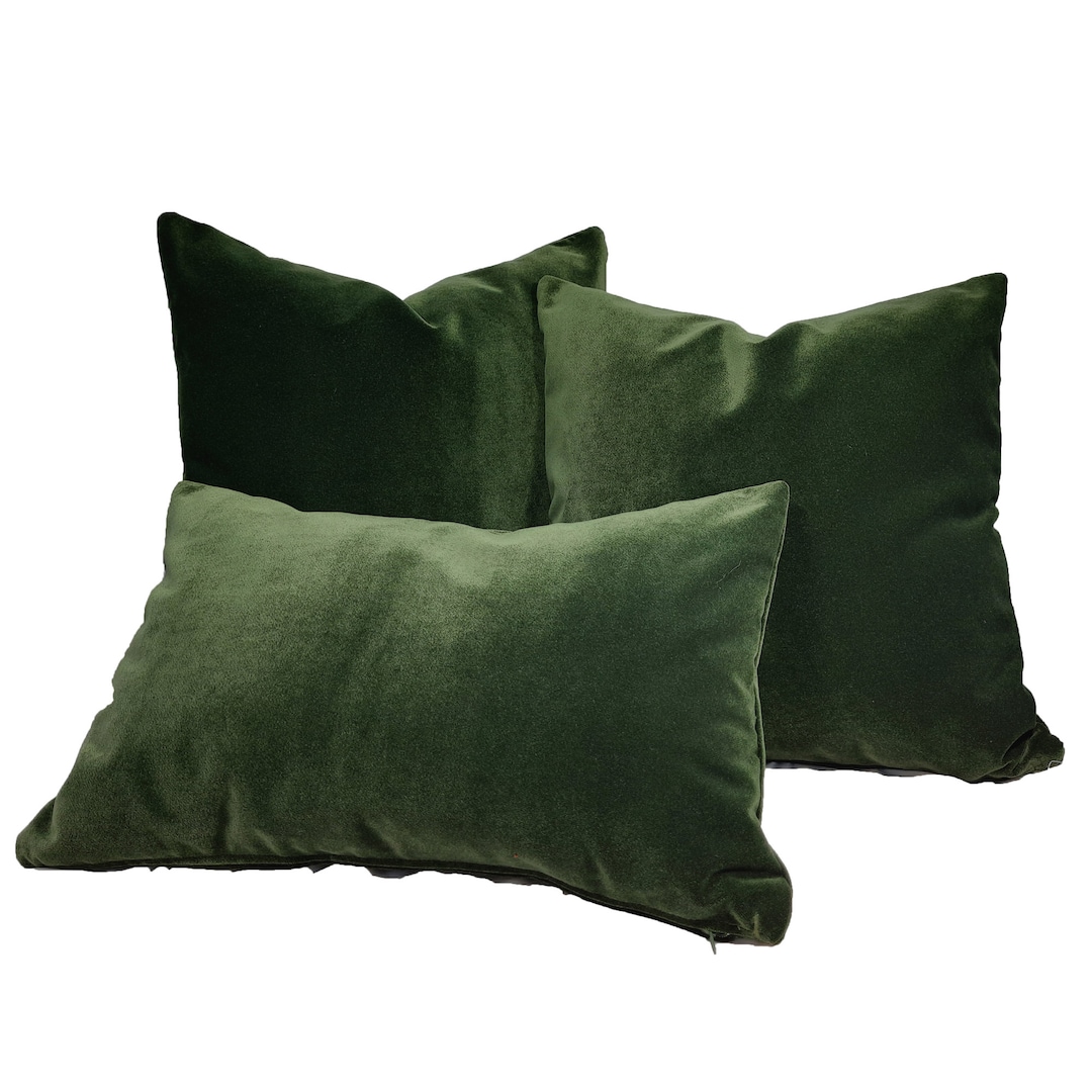 Dark Green Velvet Pillow Cover Any Size, Double Sided Velvet Accent