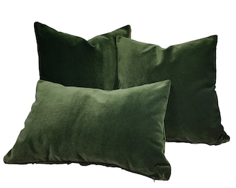 Dark Green Velvet Pillow Cover Any Size, Double Sided Velvet Accent Pillow, Euro Pillow Chams, 20x20, 22x22, 24x24, 26x26