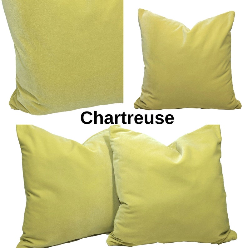 Chartreuse velvet pillow cover, 18"x18" pillow case